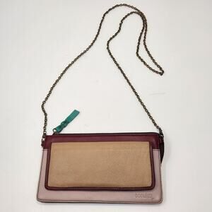Soruka Targa Multi Colored Recycled Leather Clutch Wallet Pink Beige Maroon